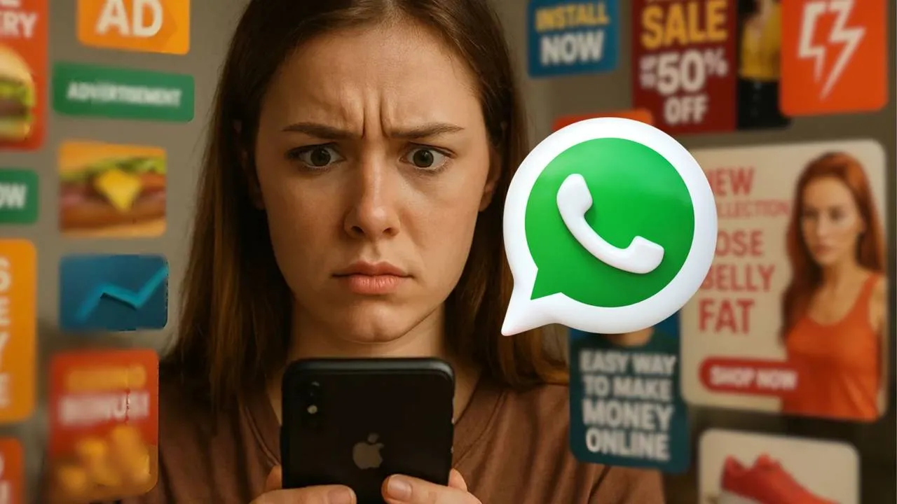 anúncios no WhatsApp psicologia - mulher olhando celular