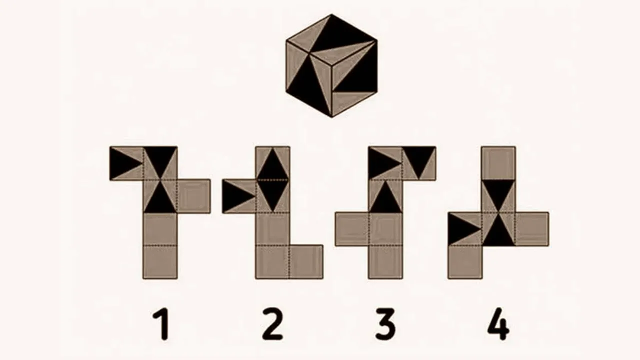 Quebra-cabeça visual: qual figura monta o cubo? quebra cabeça desafio teste cubo 2